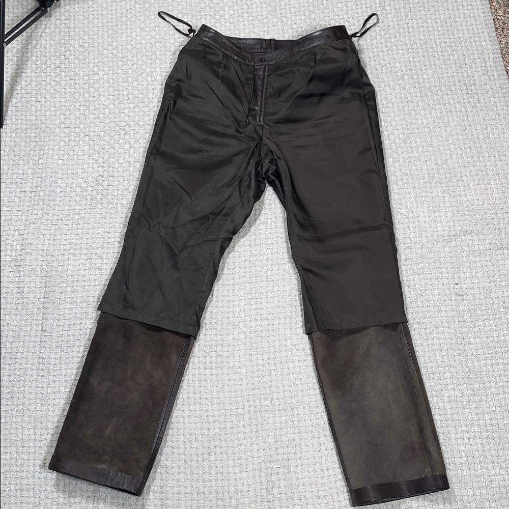 Gorgeous Brown Leather Pants Pockets Lined Vintage Size 8 Petite Real Clothes - Picture 10 of 16